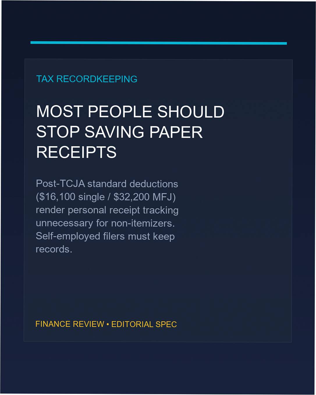 stop saving paper receipts standard deduction